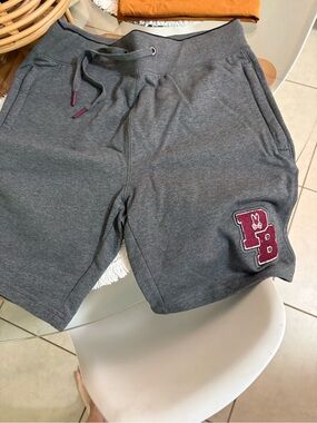 Psycho Bunny Charcoal Athletic Lounge Shorts with Burgundy Patch